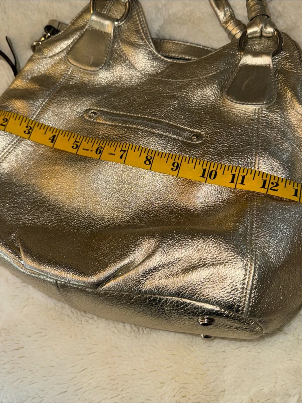 b. makowsky Metallic Gold Leather Shoulder Bag